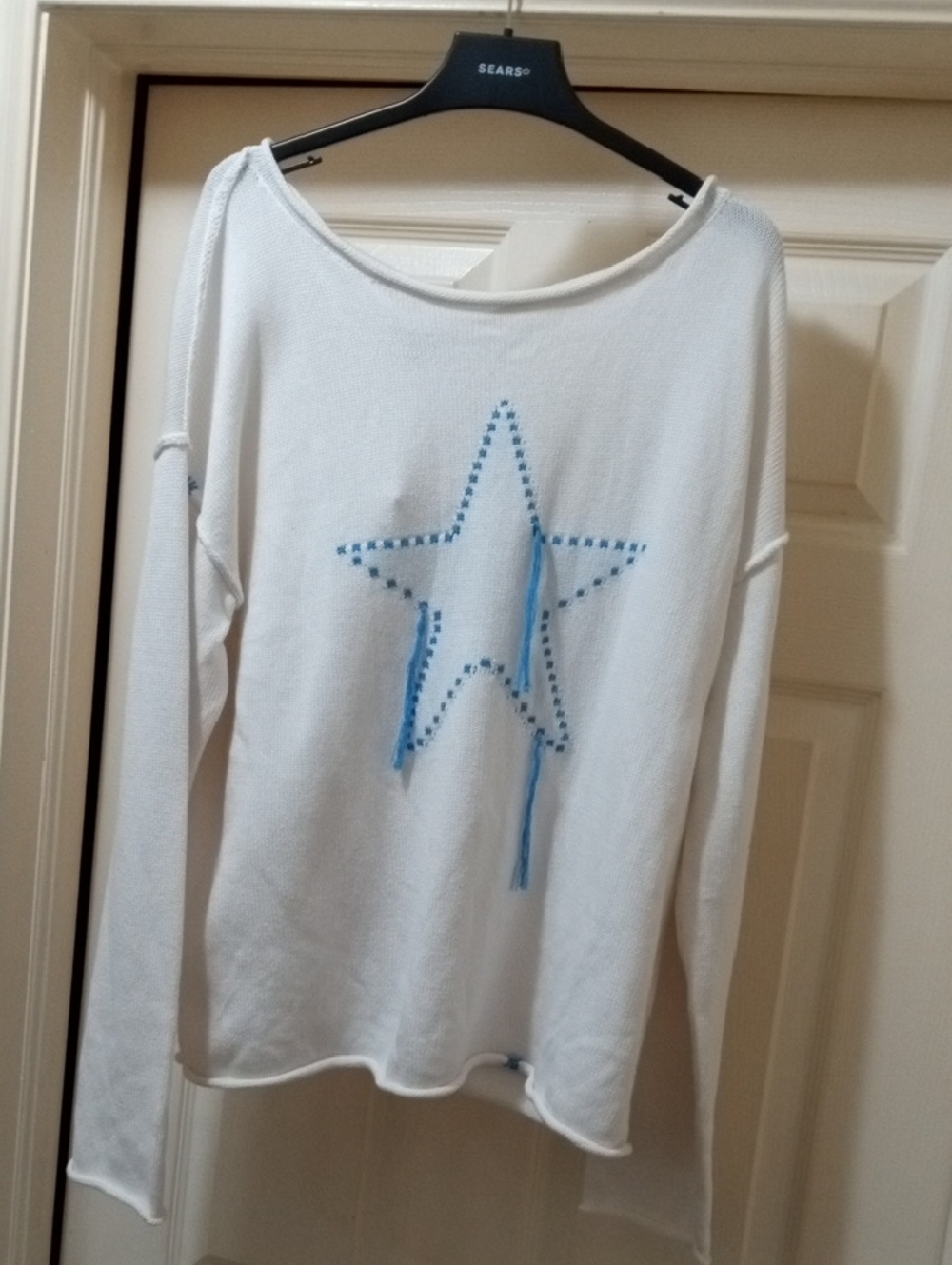 wild fable White Light Knit Pullover with Star Accent